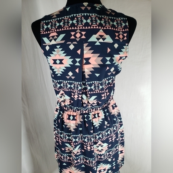 Rue 21 Navy Multicolored Aztec Print Sundress Sz M - Picture 7 of 11